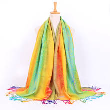 Новый женский Радужный хлопковый платок Пашмина, брендовый роскошный женский шарф, двойной цветной летний кондиционер, полотенце, шаль carf 2024 - купить недорого