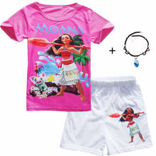 Conjunto de ropa para niñas pequeñas, traje de Moana para fiesta de cumpleaños, Carnaval, Tops y pantalones cortos, traje de Vaiana con estampado de dibujos animados 2024 - compra barato