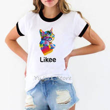Camiseta con estampado de gato y arcoíris para mujer, remera de moda para mujer, ropa de calle para chica, camiseta estampada tumblr encantadora 2021 2024 - compra barato