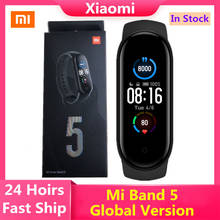 Xiaomi-relógio inteligente, modelo mi band 5, versão global, com tela colorida amoled, monitor de coração, bluetooth 2024 - compre barato