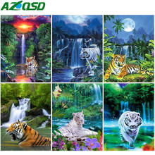 AZQSD Tiger Diamond Painting 5d Animal Cross Stitch Full Square/Round Drill Diamond Embroidery Waterfall Mosaic Home Decor 2024 - buy cheap