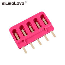 SILIKOLOVE 5 Cavity Silicone Ice Cream Molds Popsicle Sticks Household Child Kitchen Gadgets Dining Bar Accessories Supplies 2024 - buy cheap