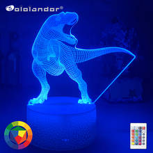 Mais novo dinossauro 3d ilusão lâmpada 7 mudança de cor toque remoto led night light crianças lampara bebê dormir decoração natal festa presentes