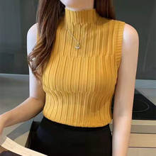 Tops Women Solid Knitted Vest Skinny Female Tank Tops Ladies Turtleneck Sexy Slim Female Night Club Sexy Tops 2020 Summer 2024 - buy cheap