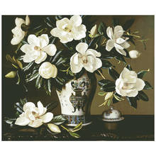 Gardenia-Paquete de punto de cruz de algodón con gran floración, tela de costura hecha a mano, 18ct, 14ct, 11ct 2024 - compra barato