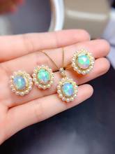 Natural Australian Opal Ring Necklace, ladies attend the wedding party. Variable colour 925 Sterling Silver 2024 - buy cheap