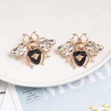 FASHIONSNOOPS Vintage Cute Bee Crystal Earrings Statement Stud Earrings For Women Party Jewelry Accessories 2024 - buy cheap