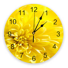 Reloj de pared de crisantemo amarillo para cocina, sala de estar, baño, dormitorio, oficina, relojes colgantes 2024 - compra barato