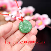 Natural Green Chinese Jade Maitreya Pendant Agate Necklace Charm Jewelry Carved Amulet Fashion Accessories Gifts for Women Men 2024 - buy cheap