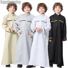 Vestido informal de manga larga para niños, Túnica de Jubba Thobe, caftán de Oriente Medio, vestido infantil Abaya 2024 - compra barato