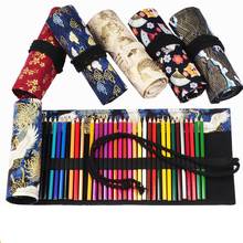 Kawaii Pencil Case 12 Holes School Supplies Art Pen Bag Pouch Canvas Wrap Roll Makeup Cosmetic Brush Pen Storage Stationery 2024 - buy cheap