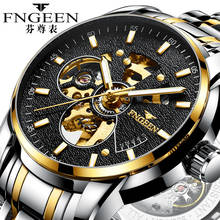 FNGEEN-Reloj de pulsera de acero inoxidable para hombre, accesorio Masculino resistente al agua con mecanismo automático de movimiento, complemento mecánico de marca de lujo 2024 - compra barato