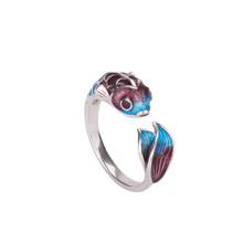 BOEYCJR-anillo de pez serpiente Koi para mujer, sortija de aleación de cobre de Color, joyería de moda Vintage para mujer, anillo anneau 2024 - compra barato