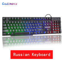 Russian Keyboard Computer Gaming Keyboard Mechanical Feeling Rainbow three-color Backlight USB 104 Key Computer Game Keyboards 2024 - buy cheap