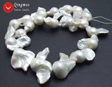 Qingmos Natural 20-35mm White Baroque Natural Freshwater Nuclear Pearl Loose Beads for Jewelry Making DIY Necklace Strand 14'' 2024 - buy cheap