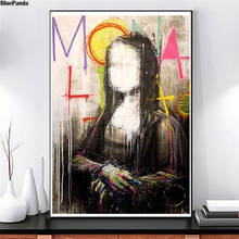 Pinturas abstractas de Mona Lisa, grafiti colorido de estilo nórdico, arte de pared, lienzo, póster impreso, imagen para sala de estar, decoración del hogar 2024 - compra barato