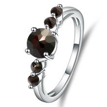 Женское кольцо из серебра 925 пробы с натуральным черным гранатом 2018 карата 2024 - купить недорого