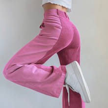 Patchwork Y2K-pantalones de pana para mujer, ropa de calle Vintage Harajuku, de chándal, de pierna ancha y cintura alta, de algodón 2024 - compra barato