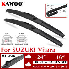 Kawoo lâmina de limpador do carro 24 "+ 16" para suzuki vitara 2015 2016 2017 2018 2019 auto borracha macia windcreen limpadores lâminas ajuste u gancho braço 2024 - compre barato