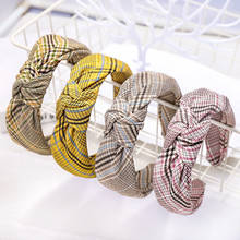 Free shipping korea style houndstooth tie women hairbands girl's headbands lady's headwear hair accessories 2024 - buy cheap