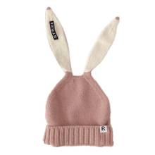 Gorro feminino tricô elástico, chapéu bonito com orelhas de coelho, letras quente para o caveira 2024 - compre barato