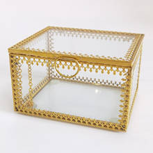 Jewelry Display Organizer Glass Box Display Jewelry Clear Gold For Keepsake Card Small Wedding Acrylic Shadow Table With Lid 2024 - buy cheap