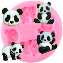 Moldes de silicone de panda fofos 3d, forma de doce de chocolate, urso, diy, topper de cupcake, ferramenta de decoração de bolo fondant, moldes de argila e sabão 2024 - compre barato