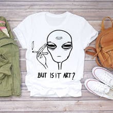 Camiseta feminina estampa de alienígena, camiseta feminina estampa engraçada manga curta para verão 2020 2024 - compre barato