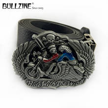 Bullzine zinc alloy retro Ride with the wind Motor driver belt buckle jeans gift belt buckle Free PU belt FP-02837 drop shipping 2024 - buy cheap