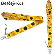 Sunflowers flowers Black Yellow Neck Strap Lanyard keychain Mobile Phone ID Badge Holder Rope Key Chain Keyring Accessories Gift 2024 - buy cheap