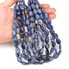 Contas de pedra sodalite azul oval, miçangas de pedra natural para fazer joias, acessórios de contas de pulseira de joias diy 2024 - compre barato