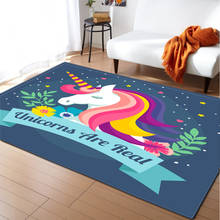 Alfombra de unicornio estilo Ins para niños, para sala de estar y dormitorio, alfombras grandes, decoración nórdica para el hogar, chica, corazón, alfombrilla personalizada para el suelo 2024 - compra barato