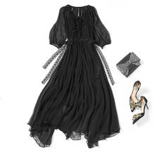 Vestido De seda elegante para Mujer, Vestido negro De manga corta, moda coreana, Pph4310, 100% 2024 - compra barato