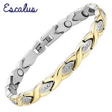 Escalus Stainless Steel Bracelet Rose Gold Joyeria 39 Crystal Jewelry Magnetic Wristband Bracelet 2024 - buy cheap