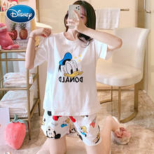 Disney-Conjunto de pijamas de Mickey y Minnie para mujer, ropa de dormir corta de dibujos animados, cómoda, para el hogar 2024 - compra barato