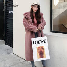 Abrigo de piel de conejo de imitación para mujer, abrigo largo de lujo con capucha, de felpa gruesa y cálida, de talla grande, 12 colores, LY710 2024 - compra barato
