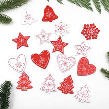 12PCS/Lot DIY  Printed White&Red ChristmasWooden Pendants Ornaments Kids Christmas Gifts Xmas Tree Ornaments Decoration Supplies 2024 - buy cheap