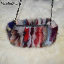 MS.MinShu Brand Real Fox Fur Hand Muff Bag Winter Hand Warmer Real Fur Muff Fashion Woman Pocket Handmuff With Chain 2024 - buy cheap