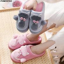 New Women Cotton Slippers Cute Cat Slippers Ladies Platform Indoor Shoes For Women Winter Slippers Home Female Warm Shoes 2024 - buy cheap