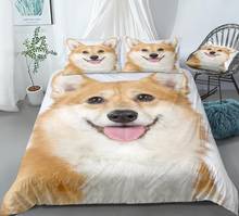 3D Dog Duvet Cover Set Cute Yellow Corgi Dog Bedding Kids Boys Girls Pet Quilt Cover White Queen Bed Set Cartoon Pet Dropship 2024 - buy cheap