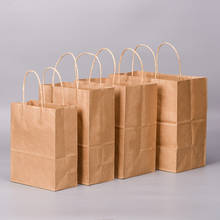 Saco de papel kraft com alça, saco de papel de festa de alta qualidade, sacos de presente da moda, embalagens de doces de casamento com 10 peças 2024 - compre barato
