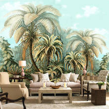 Custom 3D Mural Wallpaper Retro Hand Painted Tropical Plant Wall Painting Restaurant Cafe Living Room Home Decor Papel De Parede 2024 - buy cheap