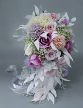 Meldel buquê de flores artificiais para casamento, buquê de flores cachoeira de seda, qualidade de hortências, acessório de casamento para dama de honra 2024 - compre barato