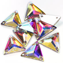 16mm 22mm Clear Crystal AB Triangle Shape Resin Sew on Rhinestones Flatback Sewing Stones For Clothes Y3618 2024 - купить недорого