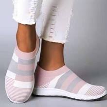 Calçados femininos vulcanizados de malha, sapatos rasteiros para mulheres, tamanhos 42 de malha 2024 - compre barato
