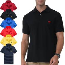 Рубашка-поло P811 мужская с вышивкой, брендовая Повседневная приталенная, из 100% хлопка, с короткими рукавами, маленький пони, P811 2024 - купить недорого