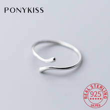 PONYKISS-Anillo de plata de ley 100% S925 con apertura ajustable, joyería fina, accesorio de chica, regalo de fiesta 2024 - compra barato