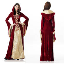 Halloween Women European Medieval Vampire Gothic Cosplay Costume Long Bell Sleeve Maxi Dress Court Masquerade Quenn Long Dress 2024 - buy cheap
