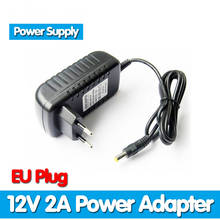 Adaptador de conversor 12v-2a, ac 100v-240v, fonte de alimentação com tomada da ue, 5.5mm x 2.1-2.5mm para led cctv, 1 peça 2024 - compre barato