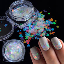 Голографические бабочки Сердце ногтей блестящие микро лазерные звезды хлопья 3D Серебряные Золотые блестки лак Маникюр украшения для ногтей 2024 - купить недорого